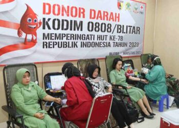 Sambut HUT Ke 78 Republik Indonesia Tahun 2023, Kodim 0808/Blitar Gelar Baksos Donor Darah