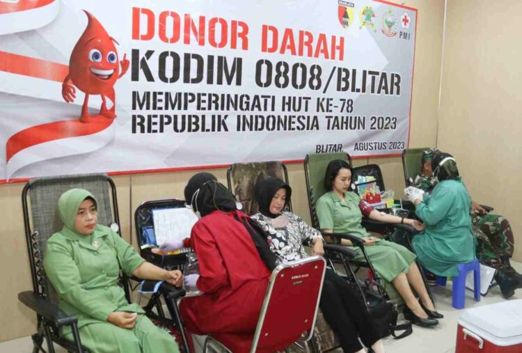 Sambut HUT Ke 78 Republik Indonesia Tahun 2023, Kodim 0808/Blitar Gelar Baksos Donor Darah