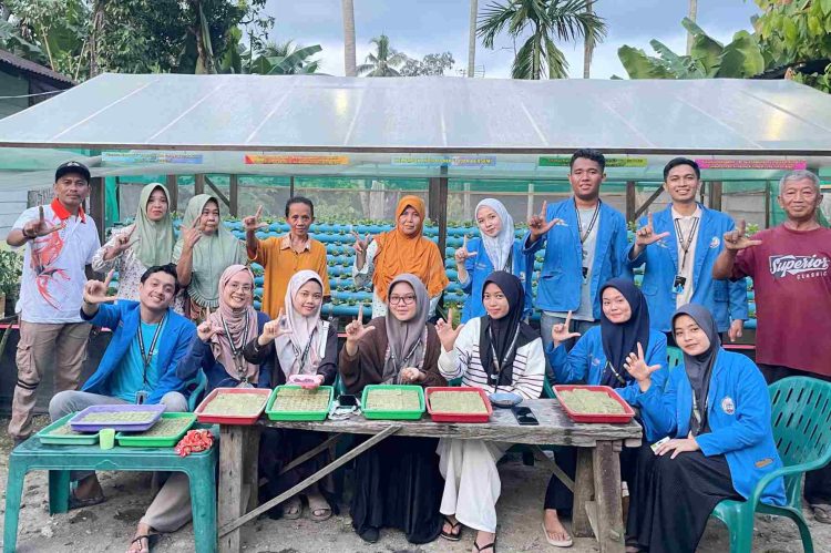 Mahasiswa KKN di Desa Pematang Tengah Bantu Warga Lakukan Pembenihan Tanaman Hidroponik