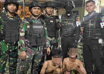 Personel Denpom 1/5 Medan Bersama Tim Gabungan Amankan Dua Pelaku Tawuran