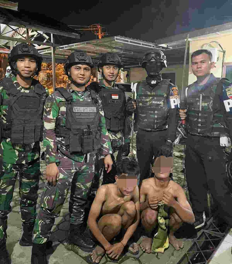 Personel Denpom 1/5 Medan Bersama Tim Gabungan Amankan Dua Pelaku Tawuran