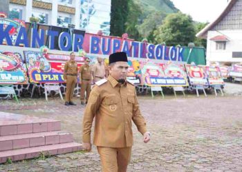Pasca Dilantik, Wabup Solok Candra Pimpin Apel Gabungan Perdana di Lingkungan Pemkab Solok