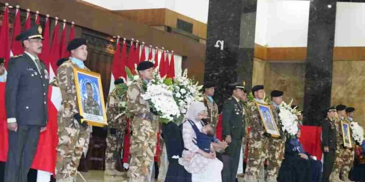 Kasad Pimpin Pelepasan Tiga Jenazah Prajurit TNI Satgas UNIFIL
